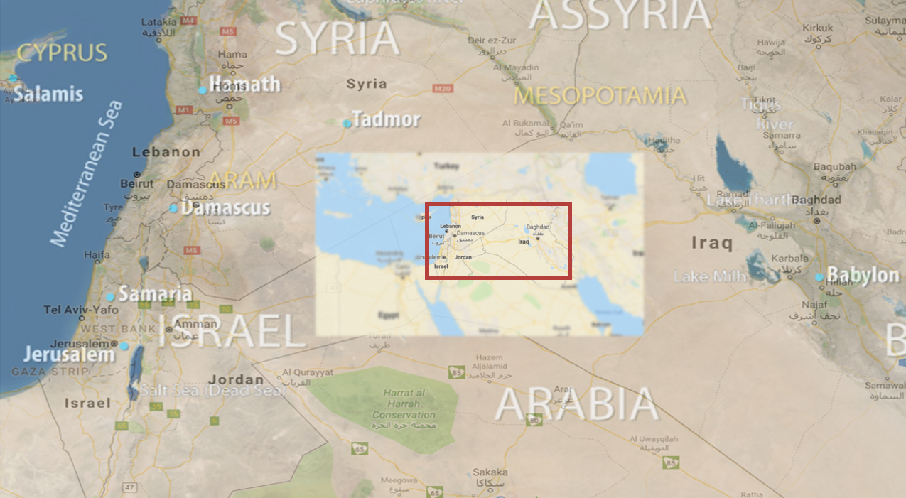 map showing Damascus